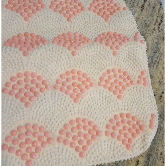 Vintage Dweck Purse Scallop Retro Beaded Pink Round Handles Lucite? - Picture 3 of 13